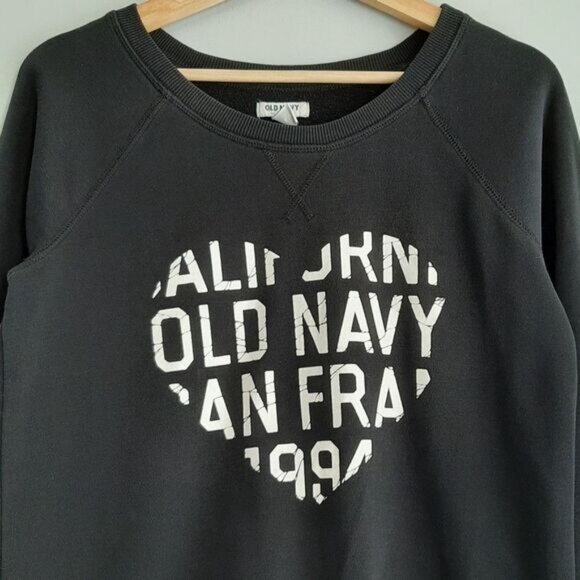 OLD NAVY | Heart Graphic Crewneck Sweatshirt B&W Sz S Flawed - Picture 3 of 9